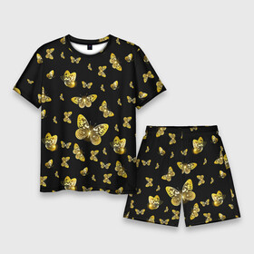 Мужской костюм с шортами 3D с принтом Golden Butterfly pattern в Петрозаводске,  |  | black | pattern | summer | wings | ангел | бабочка | бабочки | блестки | блестящий | девушке | желтые | животные | звери | золото | золотые | крылья | летать | летний | лето | мотылек | насекомое | ночные | паттерн