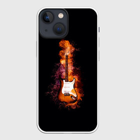 Чехол для iPhone 13 mini с принтом Огонь музыка в Петрозаводске,  |  | black | гитара | гитарист | гитаристу | демон | инструменты | музыка | музыкальные | музыкант | огненный | огонек | огонь | пение | песня | пламя | поп | профессия | рок | рокер | струны | хобби
