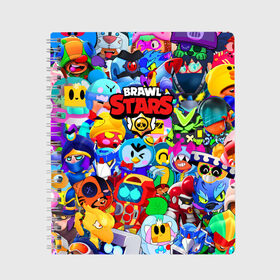 Тетрадь с принтом Brawl Stars Все новые бравлы в Петрозаводске, 100% бумага | 48 листов, плотность листов — 60 г/м2, плотность картонной обложки — 250 г/м2. Листы скреплены сбоку удобной пружинной спиралью. Уголки страниц и обложки скругленные. Цвет линий — светло-серый
 | Тематика изображения на принте: 8 bit | brawl | crow | leon | max | mecha | nani | rogue | sally | spike | sprout | stars | werewolf | wolf | бравл | волк | ворон | леон | макс | мортис | нани | оборотень | ребенку | робот | салли | спраут | старс | школьный