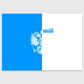 Поздравительная открытка с принтом Russia в Петрозаводске, 100% бумага | плотность бумаги 280 г/м2, матовая, на обратной стороне линовка и место для марки
 | ru | rus | russia | team | белая | герб | двуглавый | знак | империя | надпись | национальный | орел | отечественный | патриот | родина | российская | россия | русич | русский | русь | рф | сборная | символ | синяя