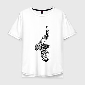Мужская футболка хлопок Oversize с принтом Мотоспорт (Z) в Петрозаводске, 100% хлопок | свободный крой, круглый ворот, “спинка” длиннее передней части | enduro | ktm | moto | motocycle | sportmotorcycle | ктм | мото | мотокросс | мотоспорт