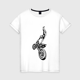 Женская футболка хлопок с принтом Мотоспорт (Z) в Петрозаводске, 100% хлопок | прямой крой, круглый вырез горловины, длина до линии бедер, слегка спущенное плечо | enduro | ktm | moto | motocycle | sportmotorcycle | ктм | мото | мотокросс | мотоспорт