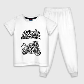 Детская пижама хлопок с принтом KAWASAKI NINJA (Z) в Петрозаводске, 100% хлопок |  брюки и футболка прямого кроя, без карманов, на брюках мягкая резинка на поясе и по низу штанин
 | bike | kawasaki | moto | motocycle | ninja | sportmotorcycle | zzr | кавасаки | кавасаки ниндзя | мото | мотоспорт | ниндзя