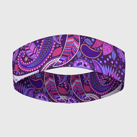 Повязка на голову 3D с принтом фиолетовый этнический дудлинг в Петрозаводске,  |  | геометрия | дудлинг | дудлы | линии | рисунок | точки | узоры | фигуры | фиолетовый | цветы | этнический