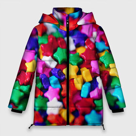 Женская зимняя куртка 3D с принтом Разноцветные звездочки звезды в Петрозаводске, верх — 100% полиэстер; подкладка — 100% полиэстер; утеплитель — 100% полиэстер | длина ниже бедра, силуэт Оверсайз. Есть воротник-стойка, отстегивающийся капюшон и ветрозащитная планка. 

Боковые карманы с листочкой на кнопках и внутренний карман на молнии | star | детали | звезды | конструктор | мозаика | радужный | разноцветные звездочки | смело | яркий