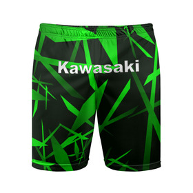 Мужские шорты спортивные с принтом Kawasaki в Петрозаводске,  |  | kawasaki | moto | дорога | кавасаки | машина | мотокросс | мотоцикл | мотоциклы