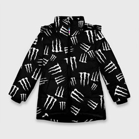 Зимняя куртка для девочек 3D с принтом MONSTER ENERGY (Z) в Петрозаводске, ткань верха — 100% полиэстер; подклад — 100% полиэстер, утеплитель — 100% полиэстер. | длина ниже бедра, удлиненная спинка, воротник стойка и отстегивающийся капюшон. Есть боковые карманы с листочкой на кнопках, утяжки по низу изделия и внутренний карман на молнии. 

Предусмотрены светоотражающий принт на спинке, радужный светоотражающий элемент на пуллере молнии и на резинке для утяжки. | black monster | bmx | claw | cybersport | energy | monster | monster energy | moto | motocross | race | sport | киберспорт | когти | монстер энерджи | монстр | мото | мотокросс | ралли | скейтбординг | спорт | то | энергия