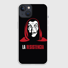 Чехол для iPhone 13 с принтом БУМАЖНЫЙ ДОМ   LA CASA DE PAPEL в Петрозаводске,  |  | la casa de papel | netflix | банда | бумажный дом | дф сфыф ву зфзуд | испанский | криминал | ла каса де папель | мафия | надпись | профессор | сопротивление