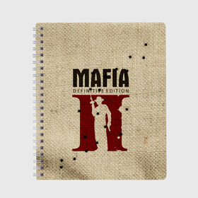 Тетрадь с принтом Mafia 2 в Петрозаводске, 100% бумага | 48 листов, плотность листов — 60 г/м2, плотность картонной обложки — 250 г/м2. Листы скреплены сбоку удобной пружинной спиралью. Уголки страниц и обложки скругленные. Цвет линий — светло-серый
 | Тематика изображения на принте: 2 | 2020 | definitive | edition | mafia | банда | вито | гангстеры | герои | дон | игра | капоне | компьютерная | корлеоне | крестный | культ | мафия | мешковина | настольная | отец | персонаж | фильм