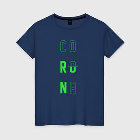 Женская футболка хлопок с принтом Corona Run в Петрозаводске, 100% хлопок | прямой крой, круглый вырез горловины, длина до линии бедер, слегка спущенное плечо | russiarunning | бег | раша ранинг | спорт