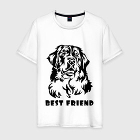 Мужская футболка хлопок с принтом BEST FRIEND | ЛУЧШИЙ ДРУГ (Z) в Петрозаводске, 100% хлопок | прямой крой, круглый вырез горловины, длина до линии бедер, слегка спущенное плечо. | best friend | dog | doggie | doggy | друг человека | другу | кинолог | лабрадор | мохнатый | пес | пёсель | пёсик | подарок | подруге | собака | собакен | собаки | собачка | собачнику