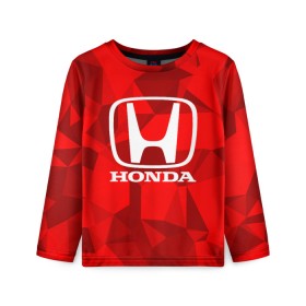 Детский лонгслив 3D с принтом HONDA. в Петрозаводске, 100% полиэстер | длинные рукава, круглый вырез горловины, полуприлегающий силуэт
 | 