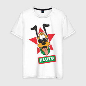 Мужская футболка хлопок с принтом Плутто в Петрозаводске, 100% хлопок | прямой крой, круглый вырез горловины, длина до линии бедер, слегка спущенное плечо. | disney | dog | pluto | vdpartat | герои диснея | дисней | пес | плуто | плутто | портрет плутто | собака