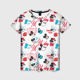 Женская футболка 3D с принтом Mickey Mouse, в Петрозаводске, 100% полиэфир ( синтетическое хлопкоподобное полотно) | прямой крой, круглый вырез горловины, длина до линии бедер | disney | mickey mouse | vdpartat | дисней | маус | мики | микки | микки маус | мышонок микки | паттерн | текстура