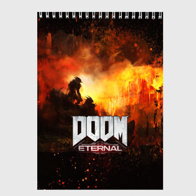 Скетчбук с принтом DOOM ETERNAL в Петрозаводске, 100% бумага
 | 48 листов, плотность листов — 100 г/м2, плотность картонной обложки — 250 г/м2. Листы скреплены сверху удобной пружинной спиралью | bethesda softworks | doom eternal | doomguy | id software | демоны | дум этернал | марс | палач рока | этернал