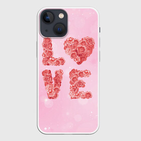 Чехол для iPhone 13 mini с принтом Love Розы в Петрозаводске,  |  | love | день влюбленных | день святого валентина | любовь | розочки | розы | романтика | цветы | я тебя люблю