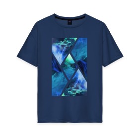 Женская футболка хлопок Oversize с принтом Синие дебри в Петрозаводске, 100% хлопок | свободный крой, круглый ворот, спущенный рукав, длина до линии бедер
 | авторская фотография | красочно | макро | природа | растения | синий | фотография