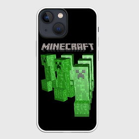 Чехол для iPhone 13 mini с принтом MINECRAFT CREEPER в Петрозаводске,  |  | creeper | game | minecraft | блоки | игра | квадраты | компьютерная | крипер | майнкрафт