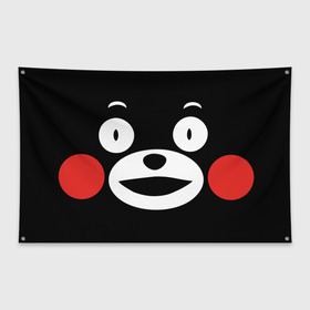 Флаг-баннер с принтом Kumamon в Петрозаводске, 100% полиэстер | размер 67 х 109 см, плотность ткани — 95 г/м2; по краям флага есть четыре люверса для крепления | fire | for | glory | hell | japan | kumamon | of course | ofc | satan | the | иероглифы | кумамон | медведь | огонь | пожар | сатана | япония