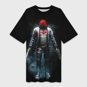 Платье-футболка 3D с принтом Red Hood в Петрозаводске,  |  | batman | batman arkham knight | red hood | vdzabma | бэтмен | бэтмен рыцарь аркхема | красный колпак