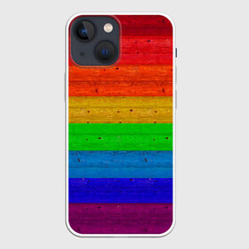 Чехол для iPhone 13 mini с принтом Разноцветные доски радужный в Петрозаводске,  |  | крашеные доски | линии | полосы | радуга | радужный | разноцветный | ярко
