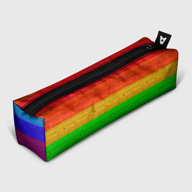 Пенал 3D с принтом Разноцветные доски радужный в Петрозаводске, 100% полиэстер | плотная ткань, застежка на молнии | крашеные доски | линии | полосы | радуга | радужный | разноцветный | ярко
