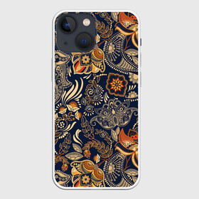 Чехол для iPhone 13 mini с принтом Узор орнамент цветы этно в Петрозаводске,  |  | ботаника | винтаж | золото | лето | национальный стиль | природа | ретро | традиционный | узор | хиппи | цветы | черный фон | этно