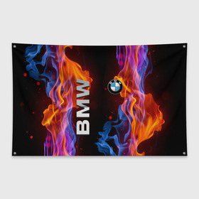 Флаг-баннер с принтом BMW в Петрозаводске, 100% полиэстер | размер 67 х 109 см, плотность ткани — 95 г/м2; по краям флага есть четыре люверса для крепления | bmw | авто | автомобиль | бмв | логотип | марка | машина | надпись | огонь | пламя | текстура