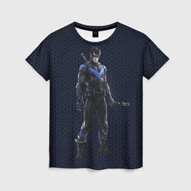 Женская футболка 3D с принтом Nightwing в Петрозаводске, 100% полиэфир ( синтетическое хлопкоподобное полотно) | прямой крой, круглый вырез горловины, длина до линии бедер | batman | batman arkham knight | nightwing | vdzabma | бэтмен | бэтмен рыцарь аркхема | найтвинг