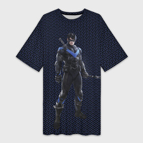 Платье-футболка 3D с принтом Nightwing в Петрозаводске,  |  | batman | batman arkham knight | nightwing | vdzabma | бэтмен | бэтмен рыцарь аркхема | найтвинг