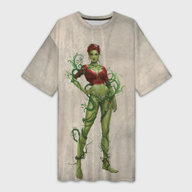 Платье-футболка 3D с принтом Poison Ivy в Петрозаводске,  |  | Тематика изображения на принте: batman | batman arkham knight | poison ivy | vdzabma | бэтмен | бэтмен рыцарь аркхема | ядовитый плющ