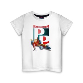 Детская футболка хлопок с принтом Peter Rerfect в Петрозаводске, 100% хлопок | круглый вырез горловины, полуприлегающий силуэт, длина до линии бедер | vdosadir | wacky races | безумные гонки | ханна барбера