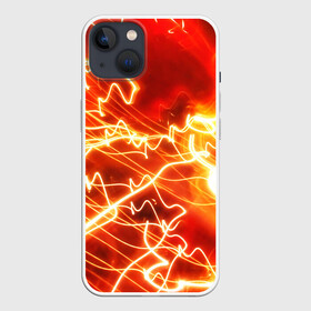 Чехол для iPhone 13 с принтом ОГНЕННАЯ МОЛНИЯ в Петрозаводске,  |  | color | colour | electricity | glim | glow | light | lights | neon | power | shine | молния | напряжение | неоновый | разряд | стихия | ток | удар | электричество