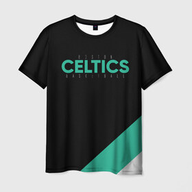 Мужская футболка 3D с принтом BOSTON CELTICS в Петрозаводске, 100% полиэфир | прямой крой, круглый вырез горловины, длина до линии бедер | boston | boston seltics | irving | kyrie irving | бостон | бостон селтикс | ирвинг | кайри ирвинг | селтикс