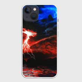 Чехол для iPhone 13 с принтом storm в Петрозаводске,  |  | color | colour | electricity | glim | glow | light | lights | neon | power | shine | молния | напряжение | неоновый | разряд | стихия | ток | удар | электричество
