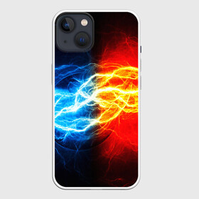 Чехол для iPhone 13 с принтом БИТВА МОЛНИЙ в Петрозаводске,  |  | color | colour | electricity | glim | glow | light | lights | neon | power | shine | молния | напряжение | неоновый | разряд | стихия | ток | удар | электричество