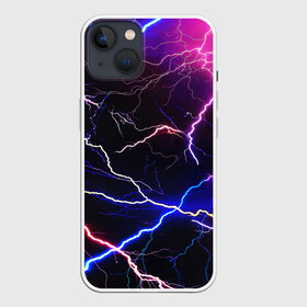 Чехол для iPhone 13 с принтом НЕОНОВЫЕ МОЛНИИ в Петрозаводске,  |  | color | colour | electricity | glim | glow | light | lights | neon | power | shine | молния | напряжение | неоновый | разряд | стихия | ток | удар | электричество