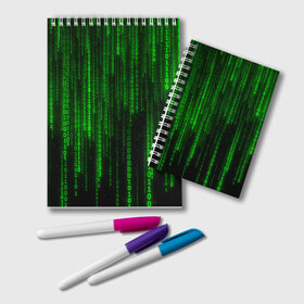 Блокнот с принтом Матрица код цифры программист в Петрозаводске, 100% бумага | 48 листов, плотность листов — 60 г/м2, плотность картонной обложки — 250 г/м2. Листы скреплены удобной пружинной спиралью. Цвет линий — светло-серый
 | бинарный код | веб | вирус | всемирная паутина | двоичный код | зеленый | интернет | информация | кибер | код | кодер | кодирование | матрица | наука | олдскул | по | программирование