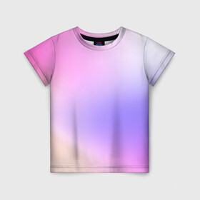 Детская футболка 3D с принтом светлый градиент розовый мода в Петрозаводске, 100% гипоаллергенный полиэфир | прямой крой, круглый вырез горловины, длина до линии бедер, чуть спущенное плечо, ткань немного тянется | без логотипов | градиент | желтый | краска | кремовый | легкий | мода | нежный | пастельный | переход | плавный | простой | розовый | светлый | сиреневый | тай дай | тайдай | фиолетовый