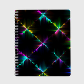 Тетрадь с принтом НЕОНОВАЯ ТЕКСТУРА в Петрозаводске, 100% бумага | 48 листов, плотность листов — 60 г/м2, плотность картонной обложки — 250 г/м2. Листы скреплены сбоку удобной пружинной спиралью. Уголки страниц и обложки скругленные. Цвет линий — светло-серый
 | abstract | abstraction | color | fractal | geometry | paitnt | polygon | polygonal | psy | абстракция | геометрия | краски | неоновые | полигоны | психоделика | фрактал