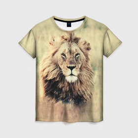 Женская футболка 3D с принтом Lion King в Петрозаводске, 100% полиэфир ( синтетическое хлопкоподобное полотно) | прямой крой, круглый вырез горловины, длина до линии бедер | animals | king | lion | африка | взгляд | голова | грива | дикие | животные | зверек | зверь | зодиак | клыки | король | кот | кошак | кошка | лапы | лев | лео | львенок | оскал | природа | саванна | симба | созвездие