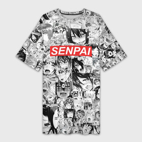 Платье-футболка 3D с принтом SENPAI в Петрозаводске,  |  | ahegao | anime | kawai | kowai | oppai | otaku | senpai | sugoi | waifu | yandere | аниме | ахегао | ковай | культура | отаку | семпай | сенпай | тренд | яндере