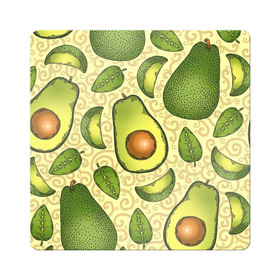 Магнит виниловый Квадрат с принтом Авокадо в Петрозаводске, полимерный материал с магнитным слоем | размер 9*9 см, закругленные углы | Тематика изображения на принте: авокадо | зеленый | лайм | листок