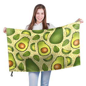 Флаг 3D с принтом Авокадо в Петрозаводске, 100% полиэстер | плотность ткани — 95 г/м2, размер — 67 х 109 см. Принт наносится с одной стороны | авокадо | зеленый | лайм | листок