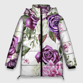 Женская зимняя куртка 3D с принтом Красивые розы в Петрозаводске, верх — 100% полиэстер; подкладка — 100% полиэстер; утеплитель — 100% полиэстер | длина ниже бедра, силуэт Оверсайз. Есть воротник-стойка, отстегивающийся капюшон и ветрозащитная планка. 

Боковые карманы с листочкой на кнопках и внутренний карман на молнии | белые розы | белый | необычные | розовый | розы | синие розы | синий | фиолетовые розы | фиолетовый | цветы