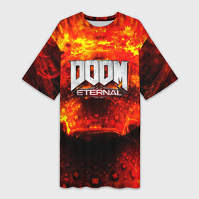 Платье-футболка 3D с принтом Doom Eternal в Петрозаводске,  |  | bethesda softworks | doom eternal | doomguy | id software | демоны | дум этернал | марс | палач рока | этернал