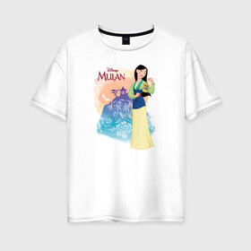 Женская футболка хлопок Oversize с принтом Fa Mulan в Петрозаводске, 100% хлопок | свободный крой, круглый ворот, спущенный рукав, длина до линии бедер
 | fa mulan | mulan | vdosadir | бэрри кук | дисней | мулан | тони бэнкрофт | фа мулан