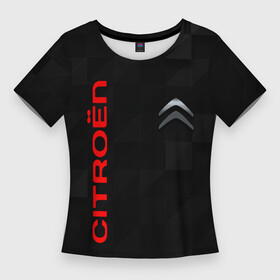 Женская футболка 3D Slim с принтом CITROEN в Петрозаводске,  |  | citroen | авто | автомобиль | логотип | марка | машина | надпись | ситроен | текстура