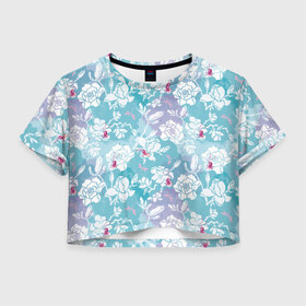 Женская футболка Crop-top 3D с принтом Mulan Flowers Pattern в Петрозаводске, 100% полиэстер | круглая горловина, длина футболки до линии талии, рукава с отворотами | flowers | mulan | vdosadir | бэрри кук | мулан | тони бэнкрофт | цветы