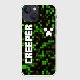 Чехол для iPhone 13 mini с принтом MINECRAFT CREEPER в Петрозаводске,  |  | creeper | game | minecraft | блоки | игра | квадраты | компьютерная | крипер | майнкрафт | огонь